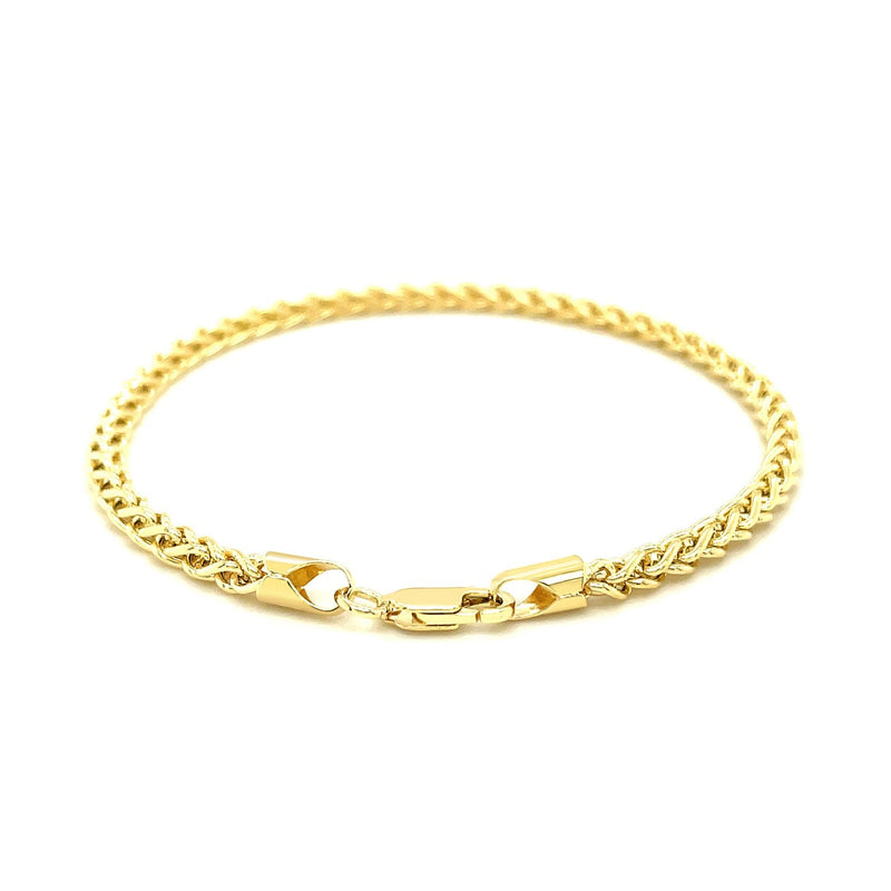 Bids.com 3.3mm 14k Yellow Gold Light Weight Wheat Bracelet Bracelets White Smoke 7.25 / Yellow Gold