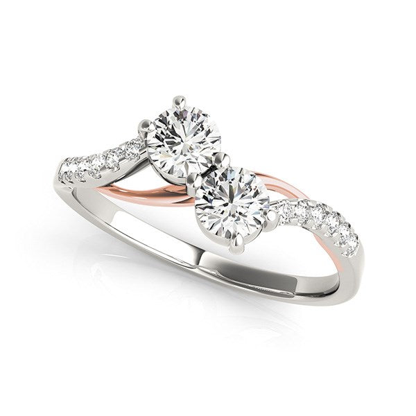 Bids.com Two Stone Diamond Ring with Curved Band in 14k White And Rose Gold (5/8 cttw) Rings White Smoke 3 / White & Rose Gold,3.5 / White & Rose Gold,4 / White & Rose Gold,4.5 / White & Rose Gold,5 / White & Rose Gold,5.5 / White & Rose Gold,6 / White & Rose Gold,6.5 / White & Rose Gold,7 / White & Rose Gold,7.5 / White & Rose Gold,8 / White & Rose Gold,8.5