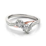 Bids.com Two Stone Diamond Ring with Curved Band in 14k White And Rose Gold (5/8 cttw) Rings White Smoke 3 / White & Rose Gold,3.5 / White & Rose Gold,4 / White & Rose Gold,4.5 / White & Rose Gold,5 / White & Rose Gold,5.5 / White & Rose Gold,6 / White & Rose Gold,6.5 / White & Rose Gold,7 / White & Rose Gold,7.5 / White & Rose Gold,8 / White & Rose Gold,8.5