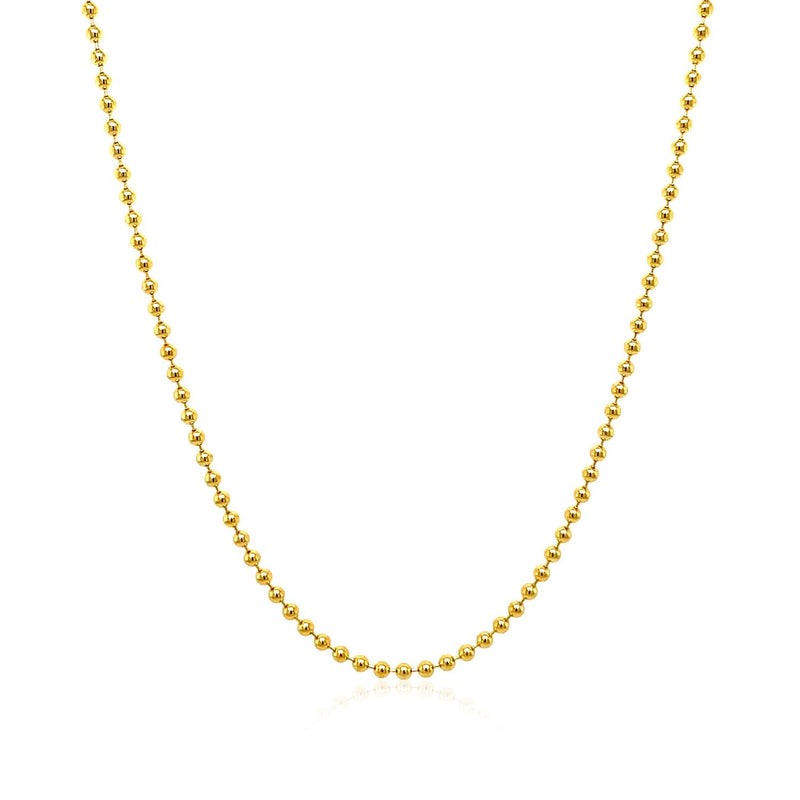 Bids.com 14k Yellow Gold Bead Chain 1.5mm Necklaces White Smoke 16 / Yellow Gold,18 / Yellow Gold,20 / Yellow Gold