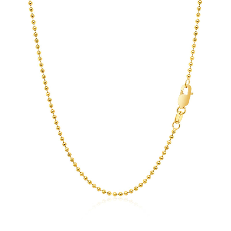 Bids.com 14k Yellow Gold Bead Chain 1.5mm Necklaces White Smoke 16 / Yellow Gold,18 / Yellow Gold,20 / Yellow Gold