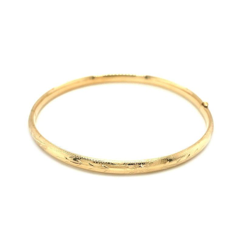 Bids.com 14k Yellow Gold Dome Florentine Design Bangle Bracelets White Smoke 7 / Yellow Gold,8 / Yellow Gold
