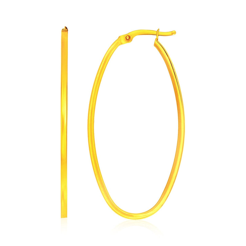 Bids.com 14k Yellow Gold Slim Oval Shape Hoop Earrings Earrings White Smoke Yellow Gold