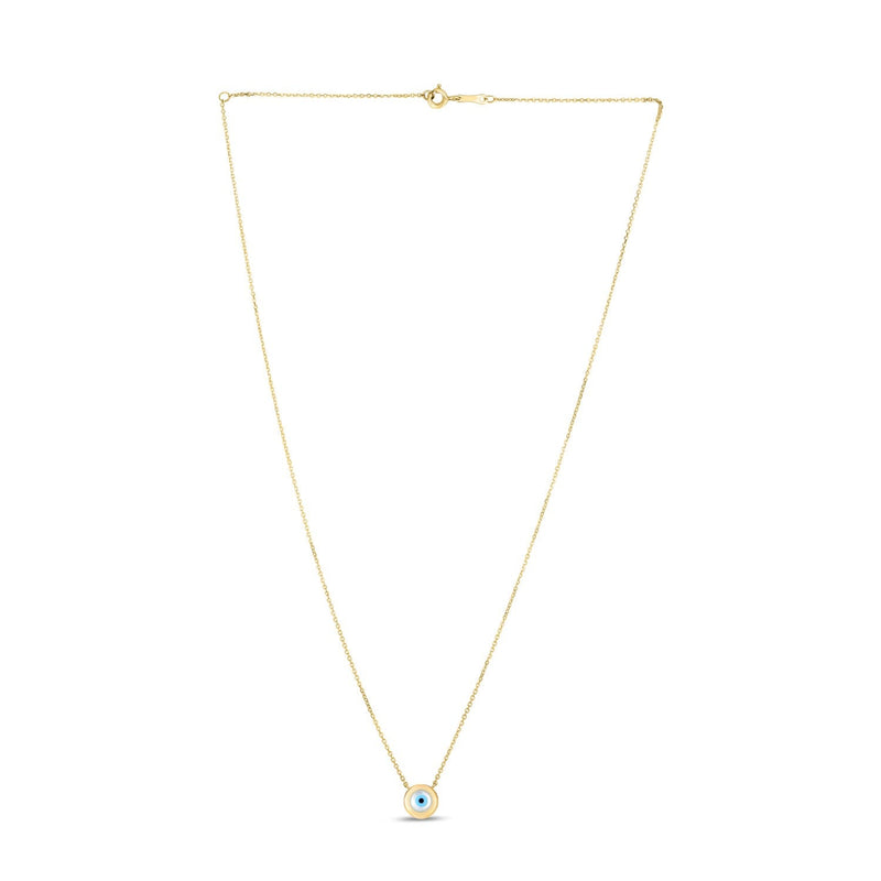 Bids.com 14k Yellow Gold MOP Evil Eye Necklace Necklaces White Smoke 18 / Yellow Gold