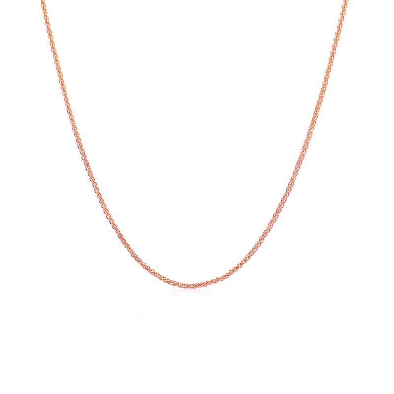 Bids.com 14k Rose Gold Round Wheat Chain (1.00 mm) Necklaces White Smoke 18 / Rose Gold
