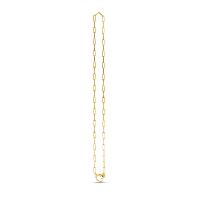 Bids.com 14k Yellow Gold Heart Element Paperclip Necklace Necklaces Seashell 18 / Yellow Gold