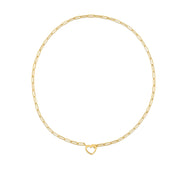 Bids.com 14k Yellow Gold Heart Element Paperclip Necklace Necklaces White Smoke 18 / Yellow Gold