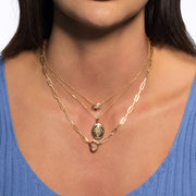Bids.com 14k Yellow Gold Heart Element Paperclip Necklace Necklaces Dark Salmon 18 / Yellow Gold