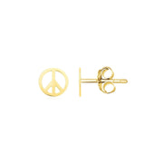 Bids.com 14k Yellow Gold Post Earrings with Peace Signs Earrings White Smoke Yellow Gold