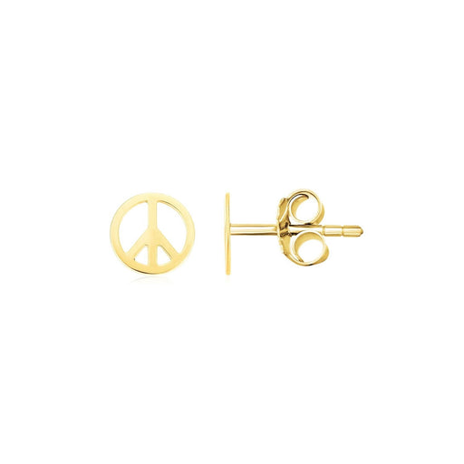 Bids.com 14k Yellow Gold Post Earrings with Peace Signs Earrings White Smoke Yellow Gold