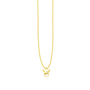 Bids.com 14k Yellow Gold Polished Star Necklace with Diamond Necklaces White Smoke 18 / Yellow Gold