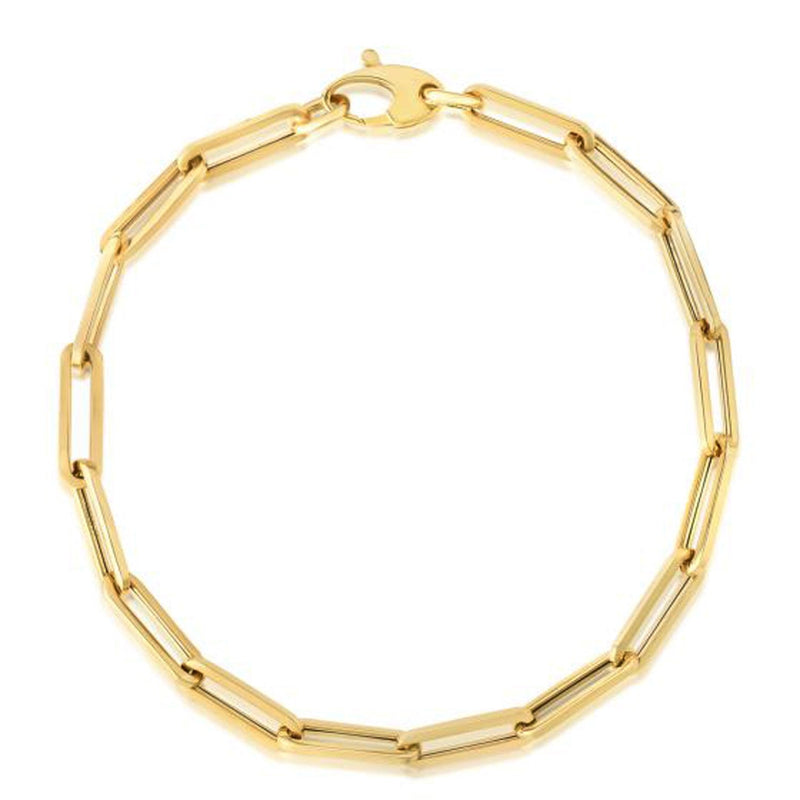 Bids.com 10K Yellow Gold Lite Paperclip Bracelet  (4.20 mm) Bracelets White Smoke 7.5 / Yellow Gold
