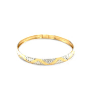 Bids.com 10k Two-Tone Gold Textured Zigzag Style Bangle Bracelets White Smoke 7 / Two-Tone Gold