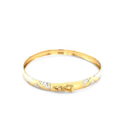 Bids.com 10k Two-Tone Gold Textured Zigzag Style Bangle Bracelets White Smoke 7 / Two-Tone Gold