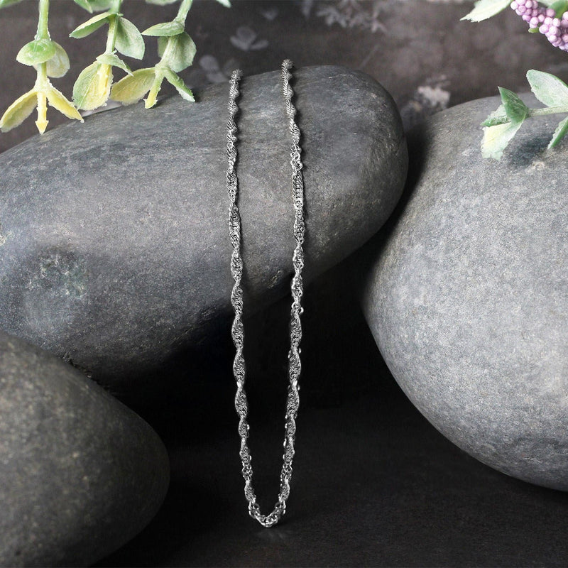 Bids.com 14k White Gold Singapore Chain 1.7mm Necklaces Black 16 / White Gold,18 / White Gold,20 / White Gold