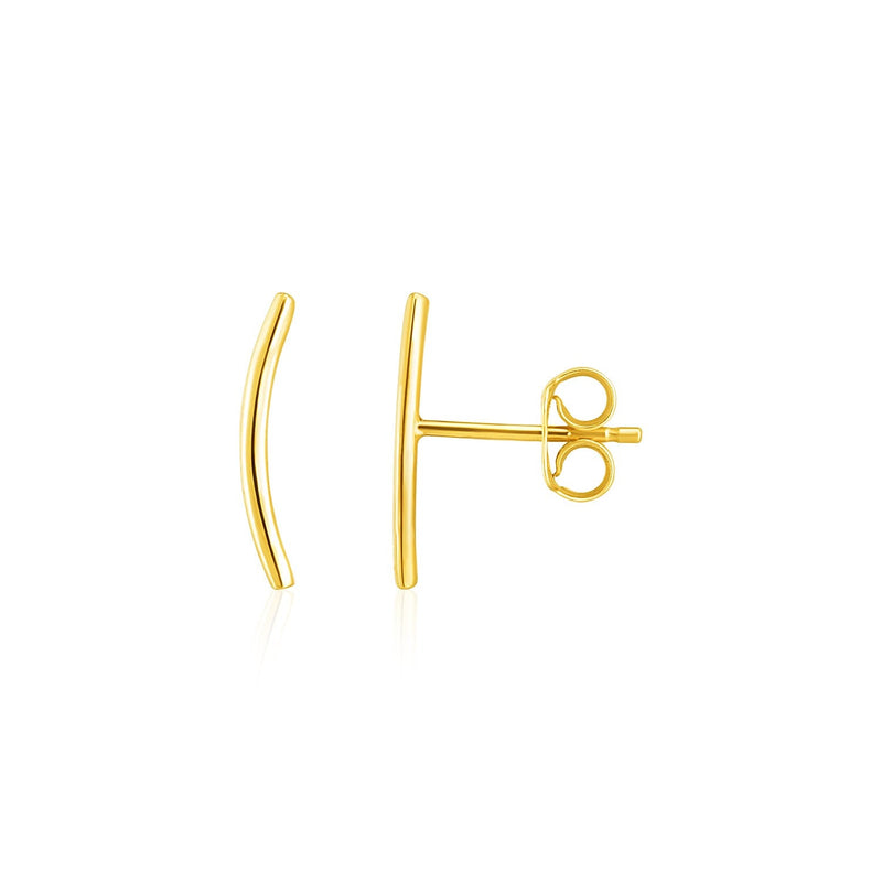 Bids.com 14k Yellow Gold Curve Climber Post Earrings Earrings White Smoke Yellow Gold