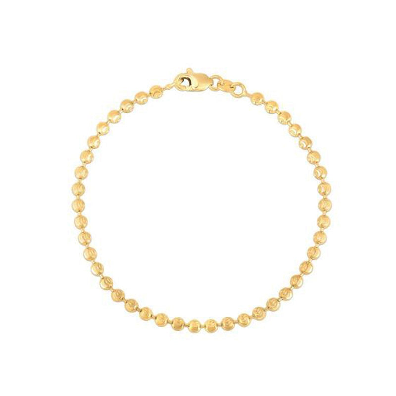 Bids.com Moon Cut Bead Chain Bracelet in 14k Yellow Gold  (3.00 mm) Bracelets White Smoke 7 / Yellow Gold