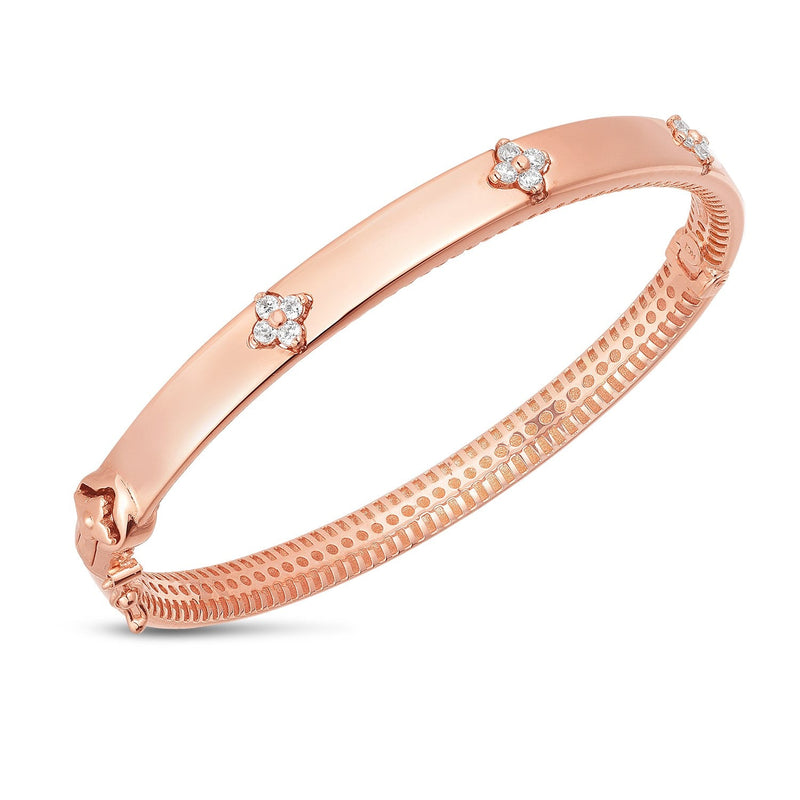 Bids.com 14k Rose Gold Trilogy Diamond Bangle (5.40 mm) Bracelets White Smoke 7 / Rose Gold