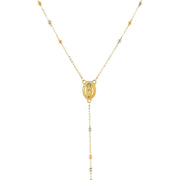 Bids.com 14k Tri Color Gold Lariat Rosary Necklace Necklaces White Smoke 26 / Tri-Color Gold
