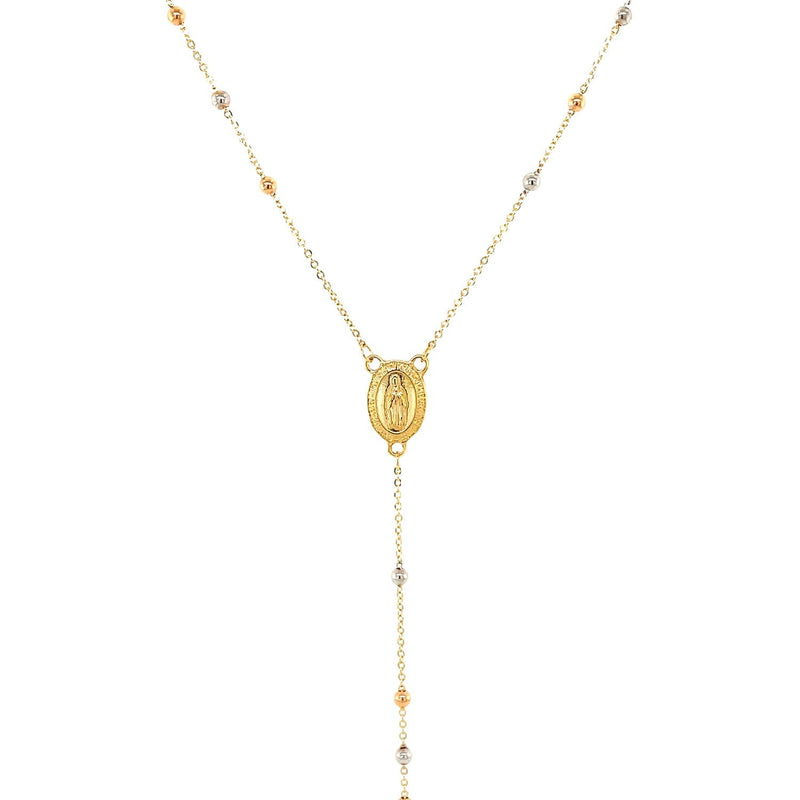 Bids.com 14k Tri Color Gold Lariat Rosary Necklace Necklaces White Smoke 26 / Tri-Color Gold