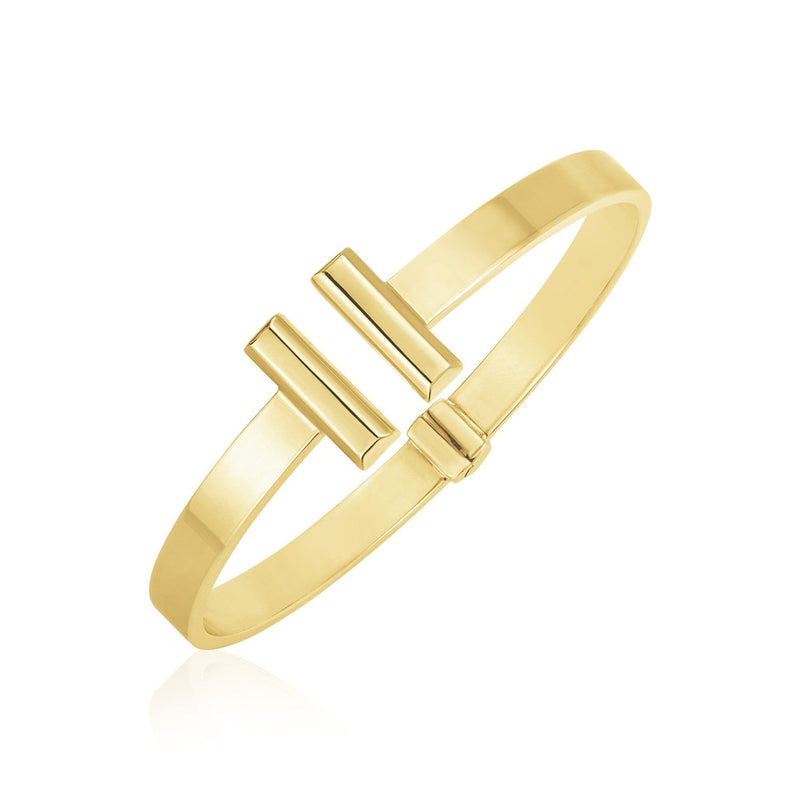 Bids.com 14k Yellow Gold High Polish Bar Cuff Bangle (6mm) Bracelets White Smoke Yellow Gold