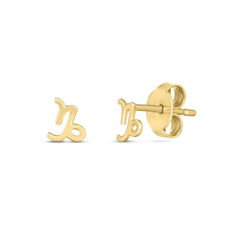 Bids.com 14k Yellow Gold Capricorn Stud Earrings Earrings White Smoke Yellow Gold