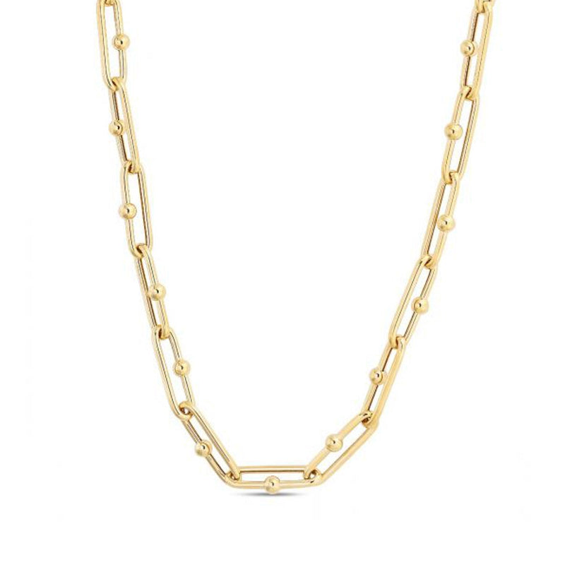 Bids.com 14k Yellow Gold High Polish Elongated Paperclip Jax Link Necklace Necklaces White Smoke 18 / Yellow Gold