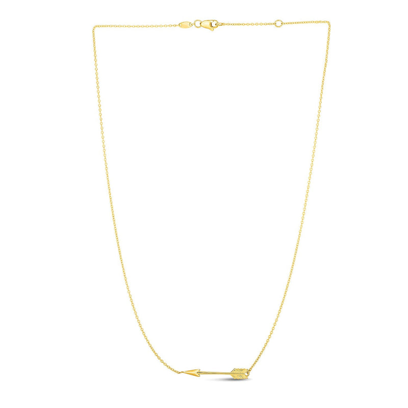 Bids.com 14k Yellow Gold Chain Necklace with Horizontal Arrow Pendant Necklaces White Smoke 18 / Yellow Gold