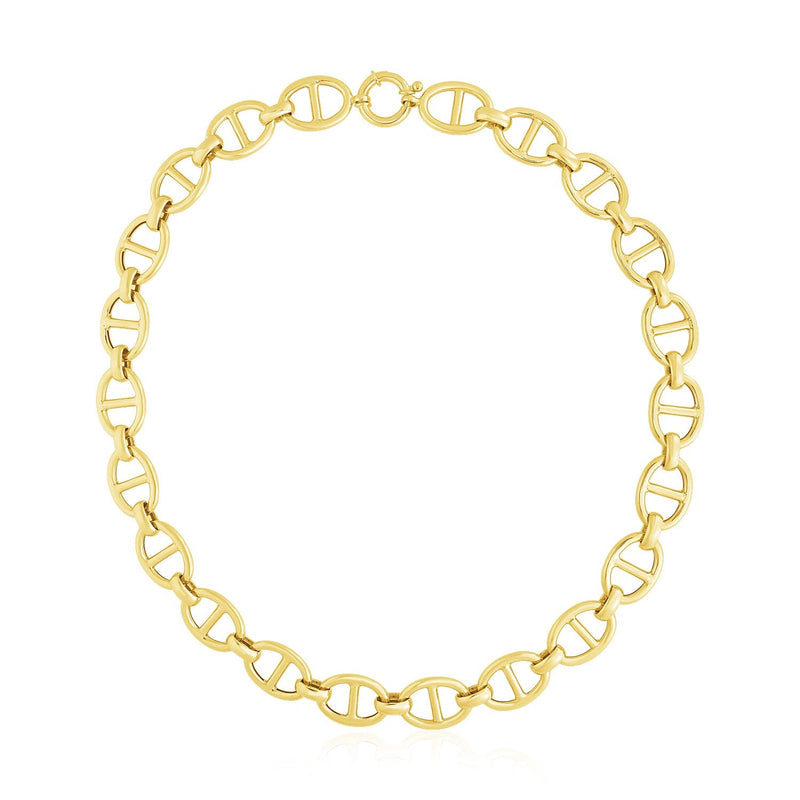 Bids.com 14k Yellow Gold High Polish Oval Mariner Link Necklace (13.8mm) Necklaces White Smoke 18.5 / Yellow Gold
