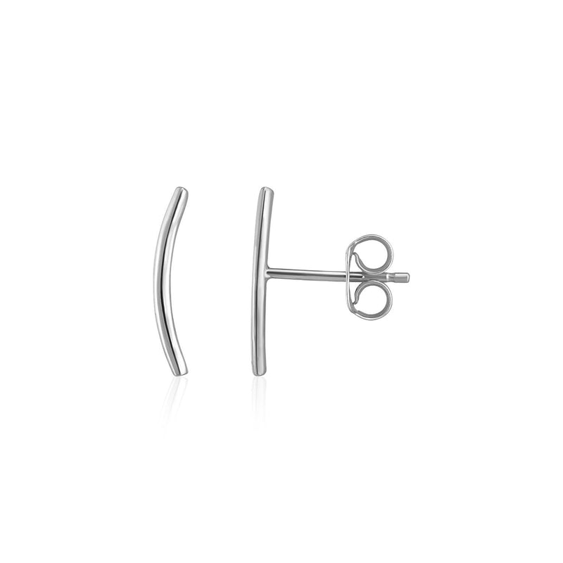 Bids.com 14k White Gold Curve Climber Post Earrings Earrings White Smoke White Gold