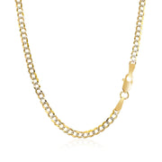 Bids.com 2.6 mm 14k Two Tone Gold Pave Curb Chain Necklaces White Smoke 16 / Two-Tone Gold,18 / Two-Tone Gold,20 / Two-Tone Gold
