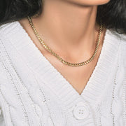 Bids.com 10k Yellow Gold Miami Cuban Semi Solid Chain (4.50 mm) Necklaces Lavender 20 / Yellow Gold,22 / Yellow Gold