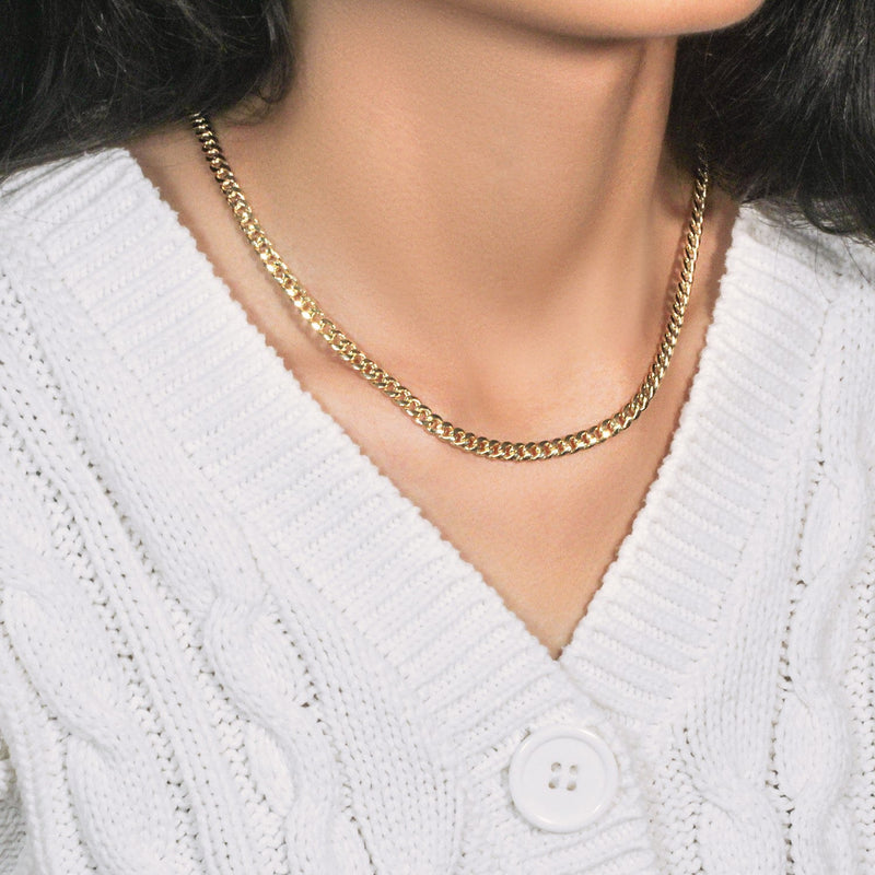 Bids.com 10k Yellow Gold Miami Cuban Semi Solid Chain (4.50 mm) Necklaces Lavender 20 / Yellow Gold,22 / Yellow Gold