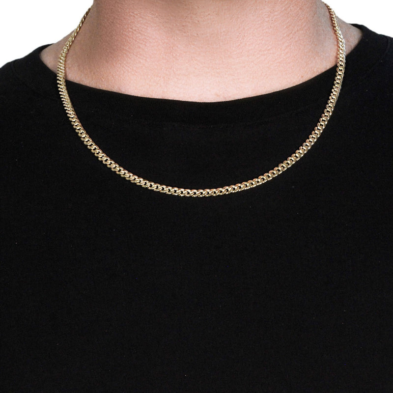Bids.com 10k Yellow Gold Miami Cuban Semi Solid Chain (4.50 mm) Necklaces Black 20 / Yellow Gold,22 / Yellow Gold