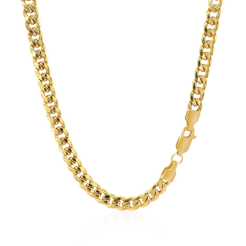 Bids.com 10k Yellow Gold Miami Cuban Semi Solid Chain (4.50 mm) Necklaces White Smoke 20 / Yellow Gold,22 / Yellow Gold