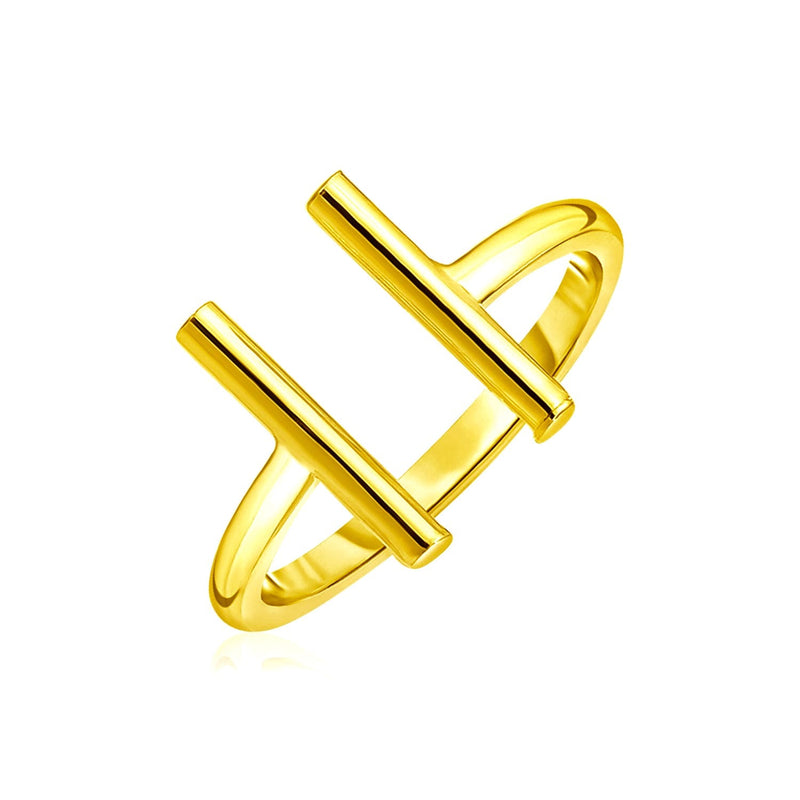 Bids.com 14k Yellow Gold Open Ring with Bars Rings White Smoke Yellow Gold