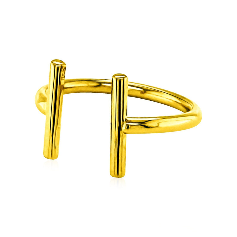 Bids.com 14k Yellow Gold Open Ring with Bars Rings White Smoke Yellow Gold