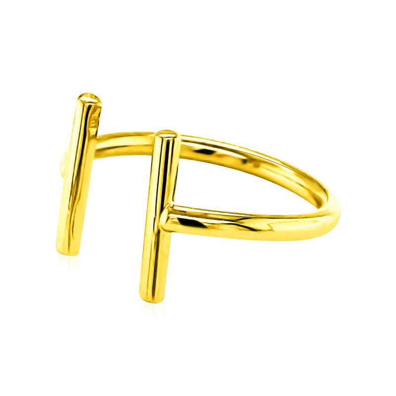 Bids.com 14k Yellow Gold Open Ring with Bars Rings White Smoke Yellow Gold
