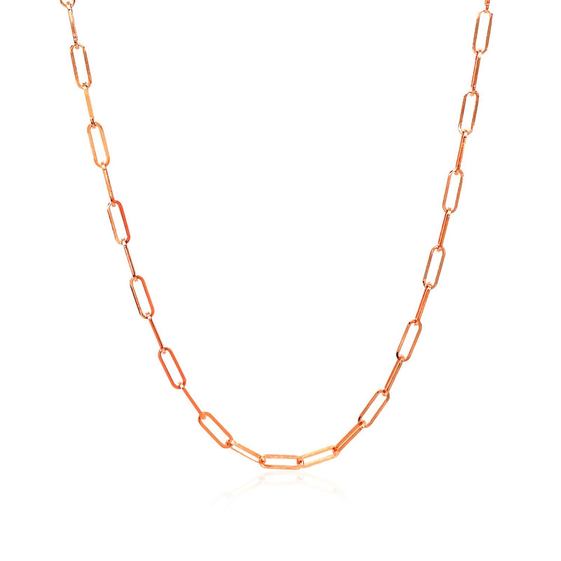 Bids.com 14K Rose Gold Delicate Paperclip Chain (2.1mm) Necklaces White Smoke 16 / Rose Gold,18 / Rose Gold,20 / Rose Gold,24 / Rose Gold