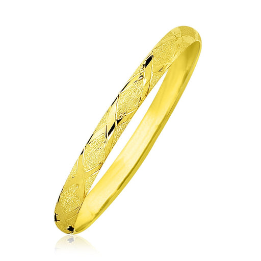 Bids.com 10k Yellow Gold Slender Diamond Pattern Textured Bangle Bracelets White Smoke 7 / Yellow Gold,8 / Yellow Gold