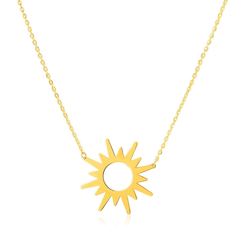 Bids.com 14K Yellow Gold Sunburst Necklace Necklaces White Smoke 18 / Yellow Gold