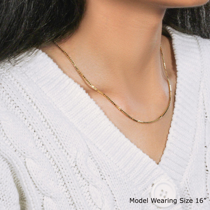 Bids.com 10k Yellow Gold Classic Box Chain (1.40 mm) Necklaces Lavender 18 / Yellow Gold,20 / Yellow Gold,22 / Yellow Gold,24 / Yellow Gold