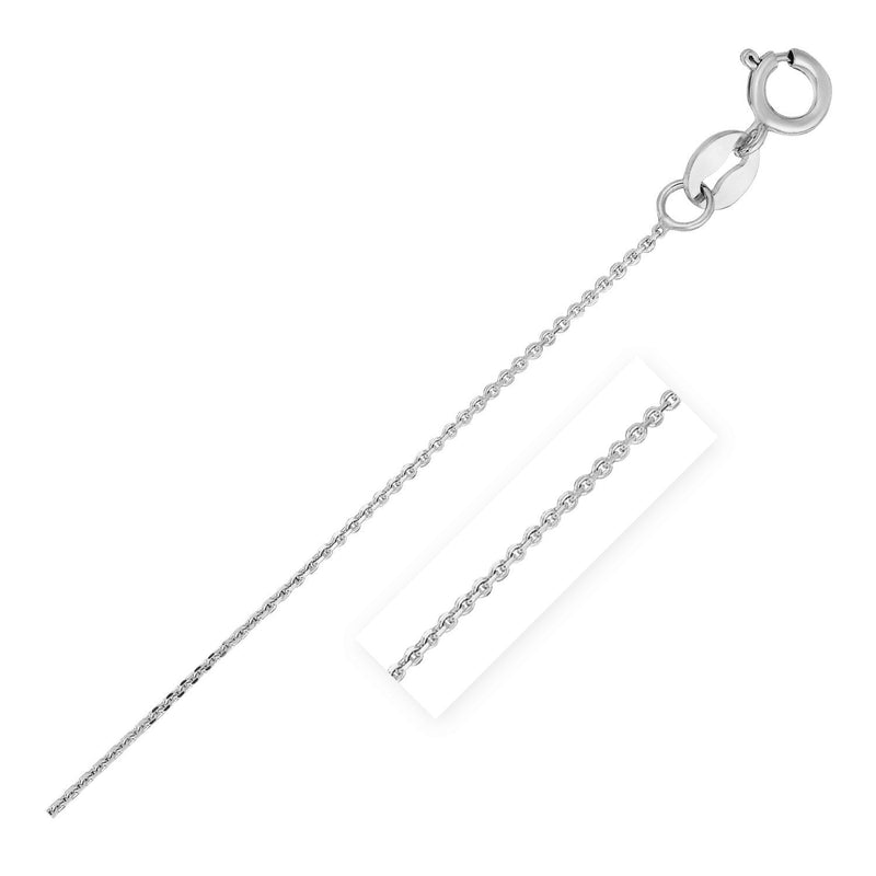 Bids.com 14k White Gold Diamond Cut Cable Link Chain 0.7mm Necklaces White Smoke 16 / White Gold,18 / White Gold,20 / White Gold