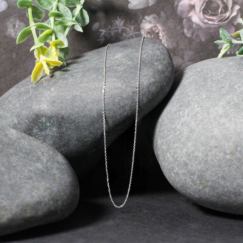 Bids.com 14k White Gold Diamond Cut Cable Link Chain 0.7mm Necklaces Black 16 / White Gold,18 / White Gold,20 / White Gold