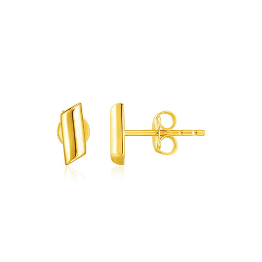 Bids.com 14k Yellow Gold Polished Rectangular Post Earrings Earrings White Smoke Yellow Gold