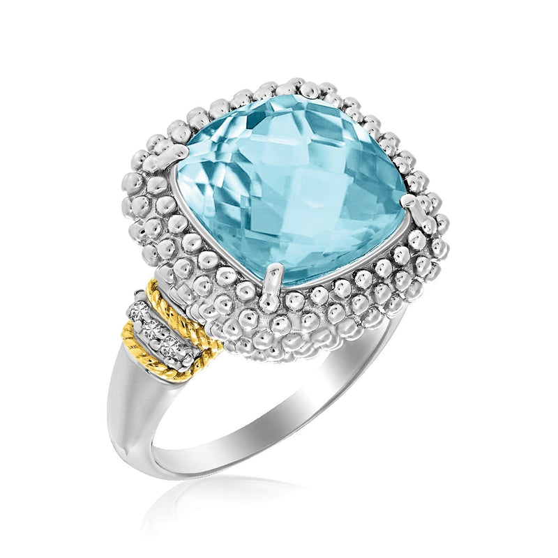 Bids.com 18k Yellow Gold & Sterling Silver Sky Blue Topaz and Diamond Popcorn Ring Rings White Smoke 7 / Yellow Gold & Sterling Silver,8 / Yellow Gold & Sterling Silver