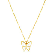 Bids.com 14k Yellow Gold High Polish Butterfly Peral Paste Necklace Necklaces White Smoke 18 / Yellow Gold