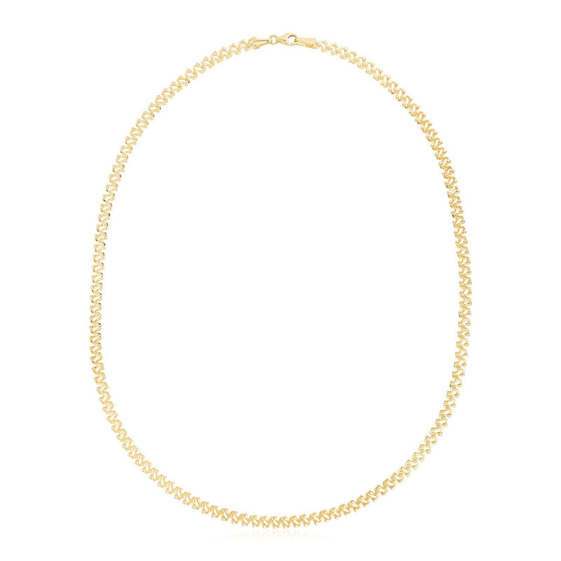 Bids.com 14k Yellow Gold High Polish The Textured Fancy Chain Necklace (4mm) Necklaces White Smoke 17 / Yellow Gold