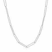 Bids.com 14k White Gold Wire Paperclip Chain (2.7mm) Necklaces White Smoke 18 / White Gold,24 / White Gold