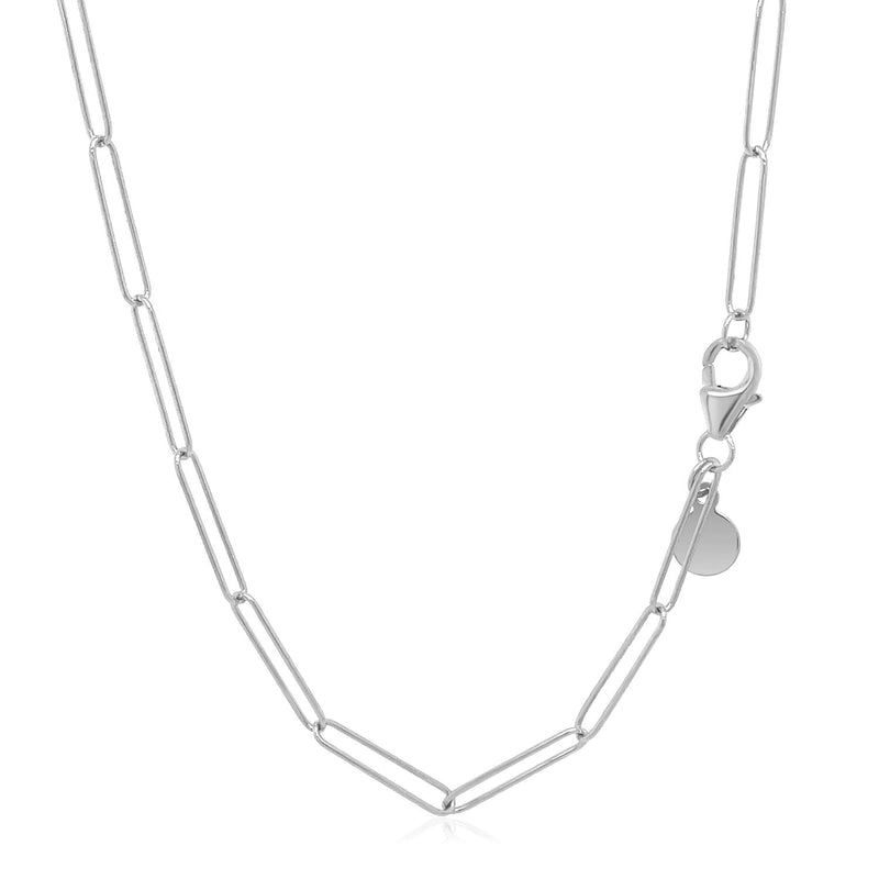 Bids.com 14k White Gold Wire Paperclip Chain (2.7mm) Necklaces White Smoke 18 / White Gold,24 / White Gold